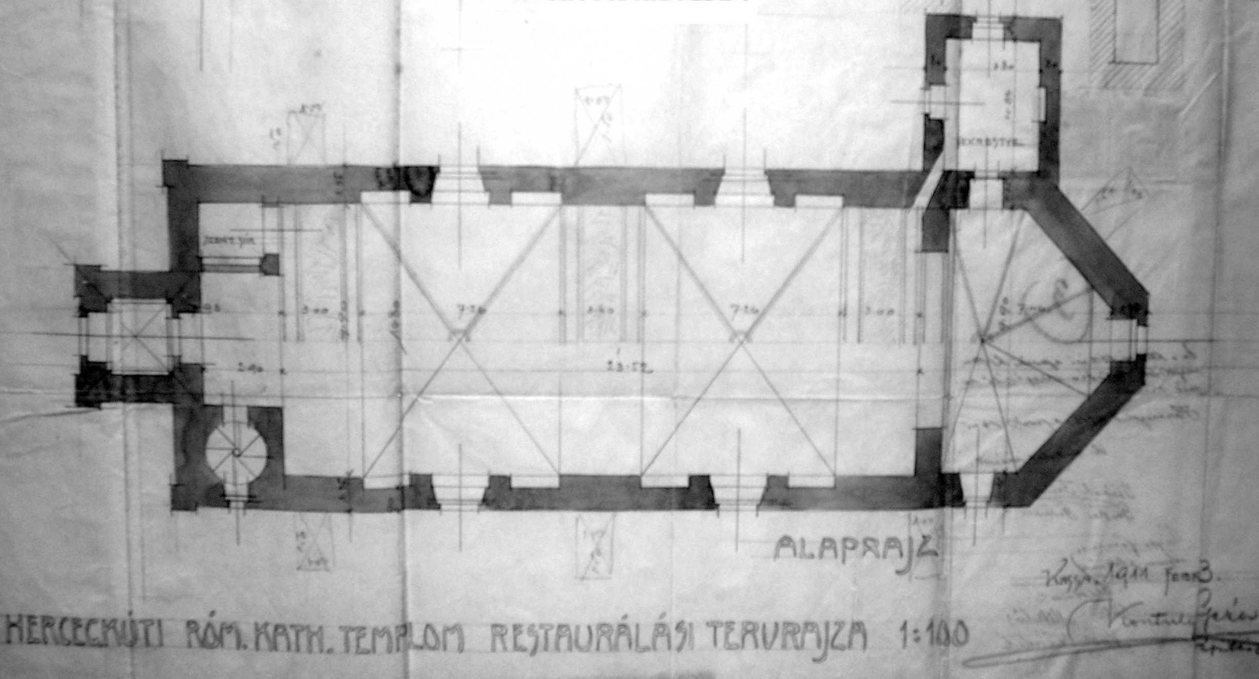 A templom alaprajza (1912. �vi fel�j�t�s)