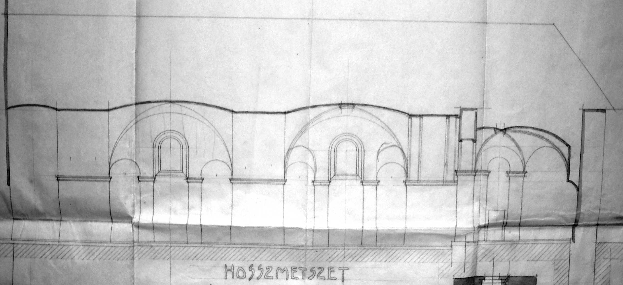 A templom hosszmetszete (1912. �vi fel�j�t�s)