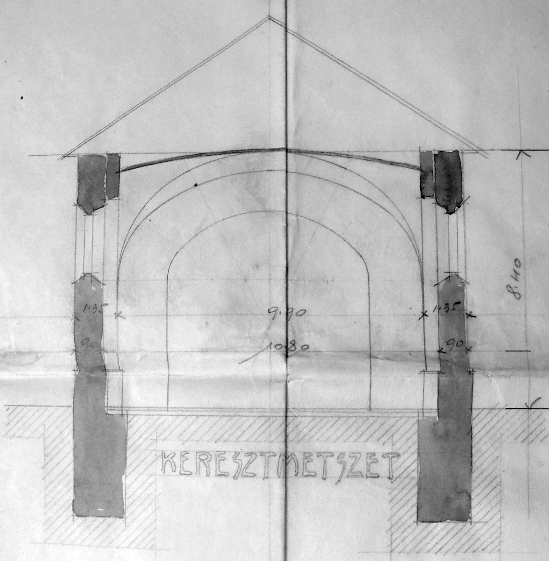 A templom keresztmetszete (1912. �vi fel�j�t�s)