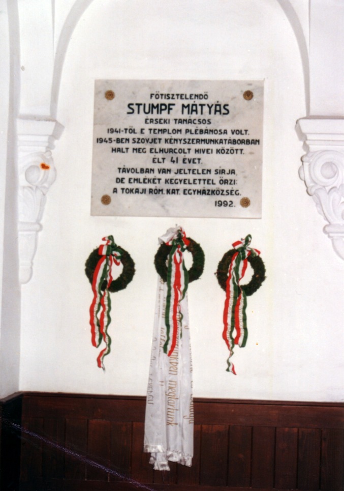 Stumpf M�ty�s eml�kt�bl�ja a tokaji rk. templomban
